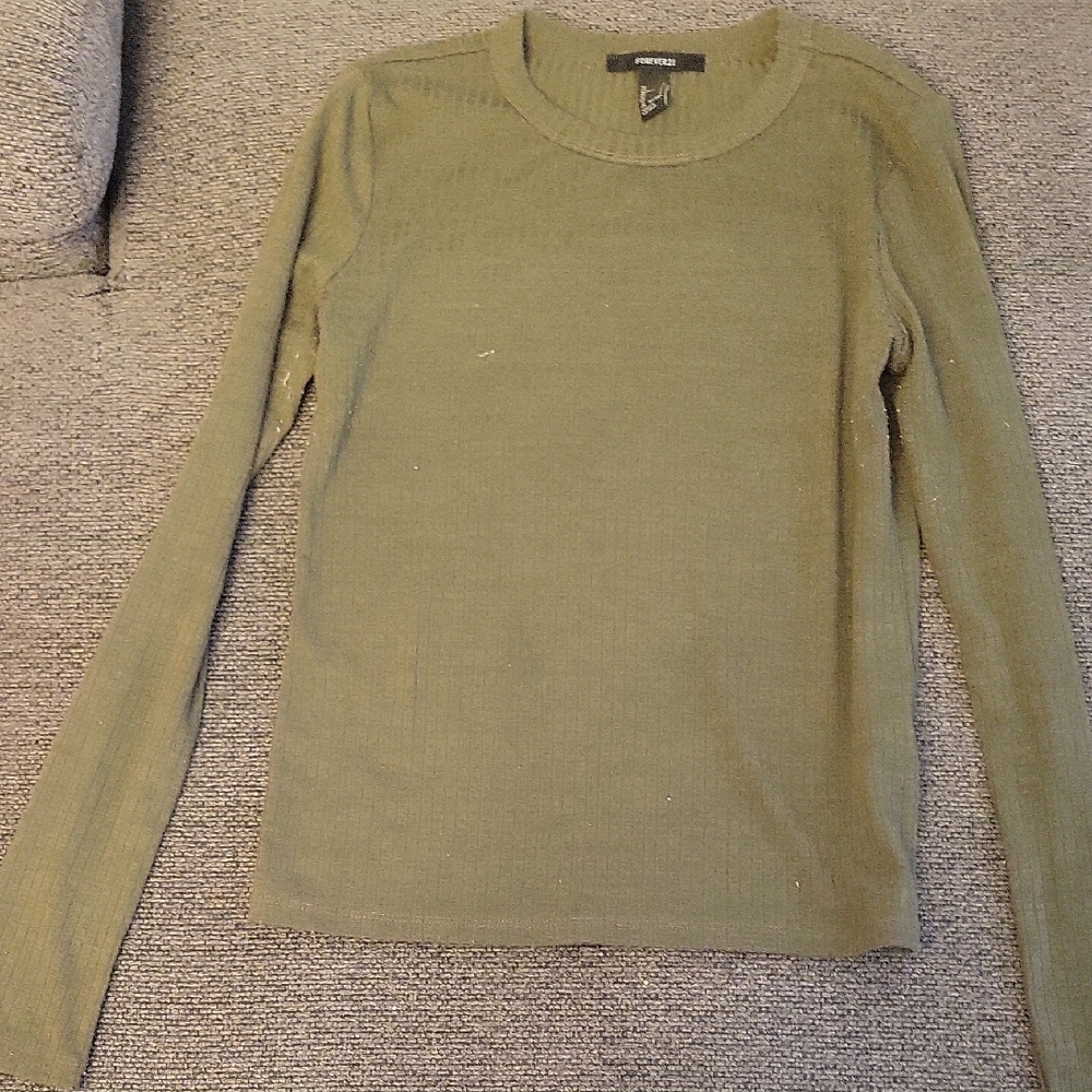 Forever 21 Olive Ribbed Knit Top